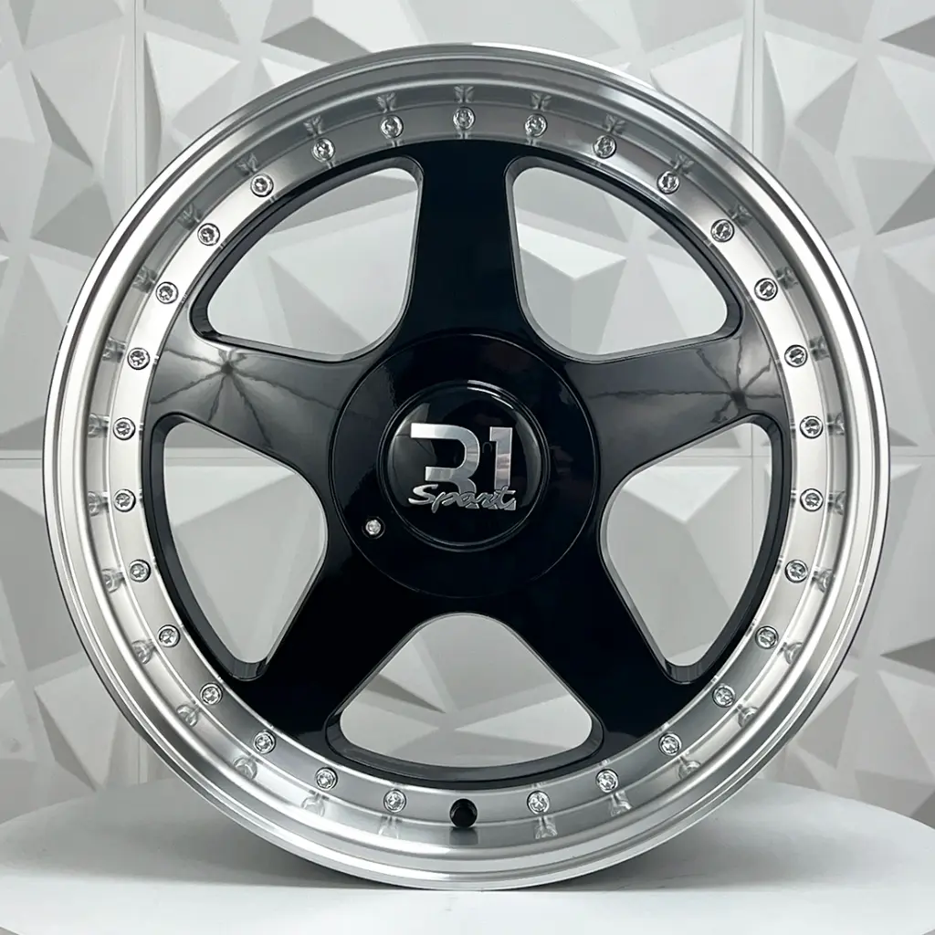 RIN 17X8.5 5-100/114.3 R1 SPORT 5037HB BLACK MI+CHROME RIVETS ET25 CB73.1