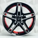 RIN 13X5.5 4-100 R1 SPORT JA097 BLACK MACHINE FACE+RED UNDERCUT ET25 CB73.1