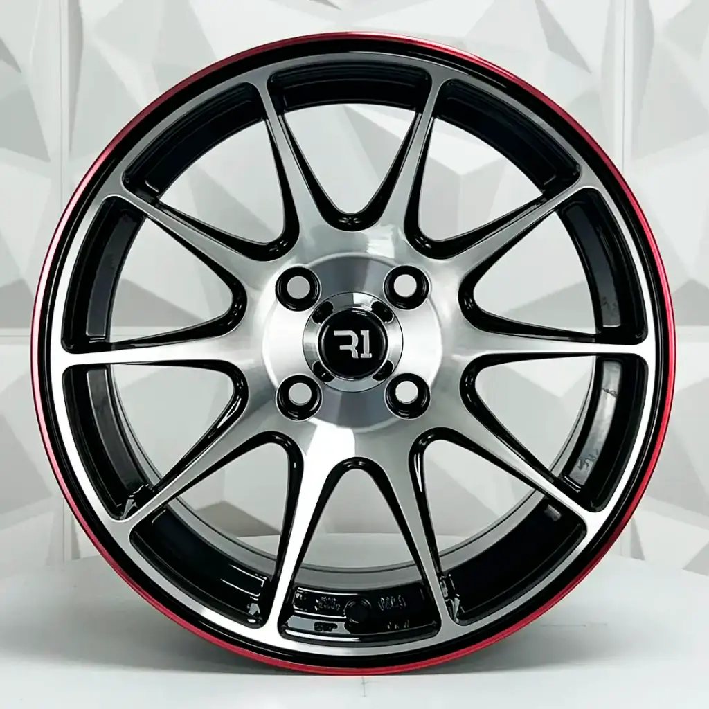 RIN 14X7 4-100/108 1 SPORT QC1518 BLACK MACHINE FACE RED LINE* ET0 CB73.1