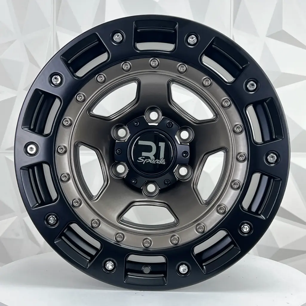 RIN 17X9 6-139.7 R1 SPORT RGW218 MATE BLACK+BRONZE FACE+BLACK LIP CHROME RIVETS ET0 CB110