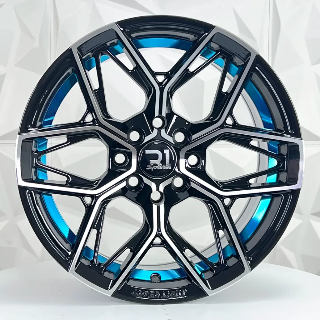 RIN 15X8 4-100/114.3 R1 SPORT 1314 BLACK MACHINE BLUE LINE ET15 CB73.1 