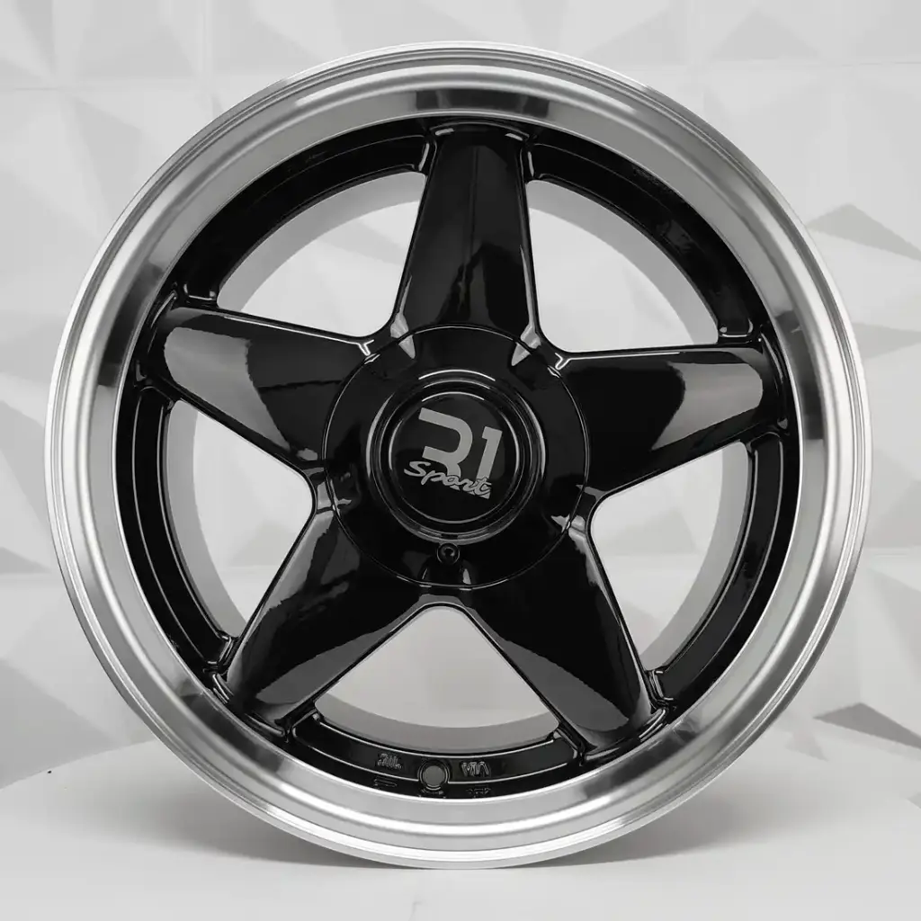 RIN 16X8 4-100/114.3 R1 SPORT L1925 BLACK MACHINE LIP ET35 CB73.1