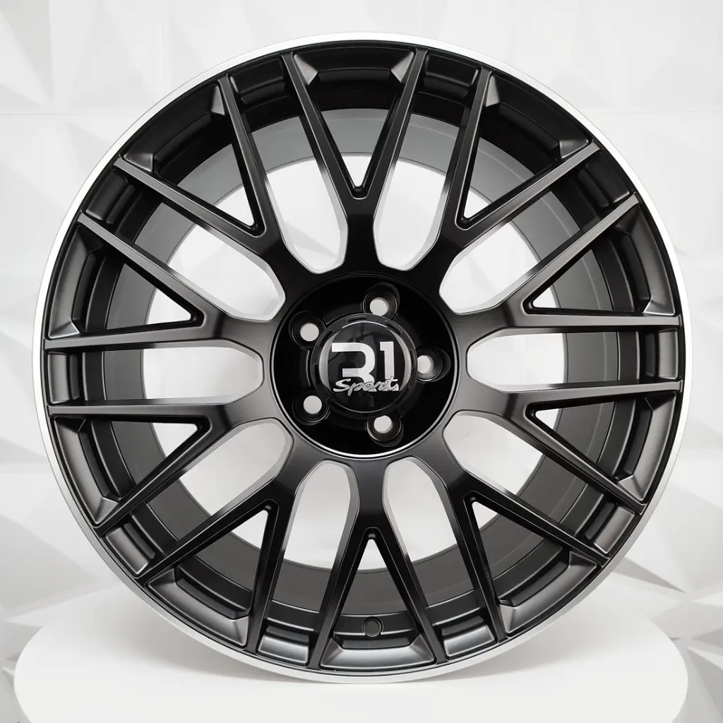 RIN 22X9.5 5-112 R1 SPORT H932F MATTE BLACK MACHINE LIP ET45 CB66.5