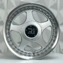 RIN 15X8.5 4-100/114.3 R1 SPORT HX085B SILVER MACHINE LIP+CHROME RIVETS ET25 CB7