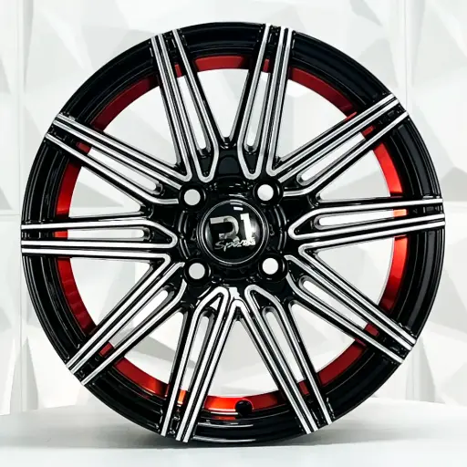 [147545] RIN 14X6.5 4-100 R1 SPORT JA130 BLACK MACHINE FACE RED LINE ET25 CB73.1